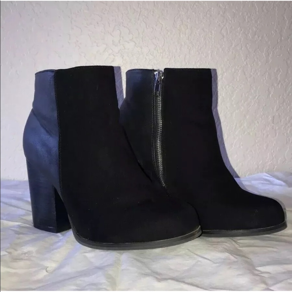 Torrid | Black Suede Leather Block Heel Bootie